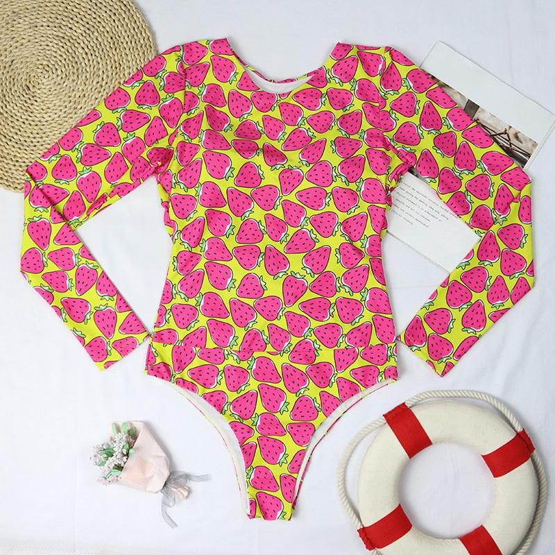 Conjunto de Bikini de Manga Larga con Estampado de Tigre para Mujeres