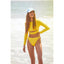 Conjunto de Bikini de Manga Larga con Estampado de Tigre para Mujeres