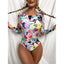 Conjunto de Bikini de Manga Larga con Estampado de Tigre para Mujeres
