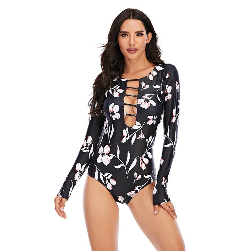 Conjunto de Bikini de Manga Larga con Estampado de Tigre para Mujeres