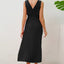 Surplice Sleeveless Midi Pleated Dress