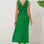 Surplice Sleeveless Midi Pleated Dress