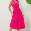 Surplice Sleeveless Midi Pleated Dress
