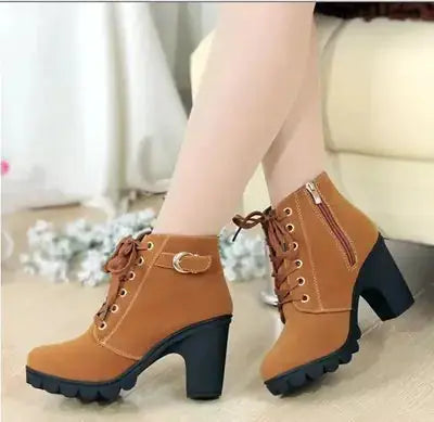 Bottes à Talons Épais pour Femmes Automne Hiver