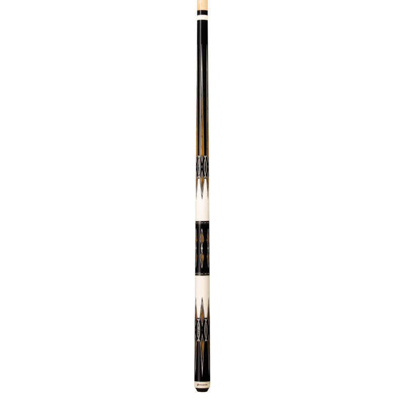 Elegant Midnight Black Cue with Bocote Accents and Mother of Pearl Inlay - Korvel
