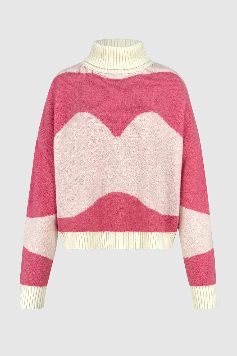 Sweet style color blocked versatile knitted sweater for women - Korvel