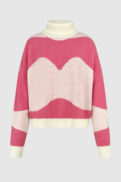 Sweet style color blocked versatile knitted sweater for women - Korvel
