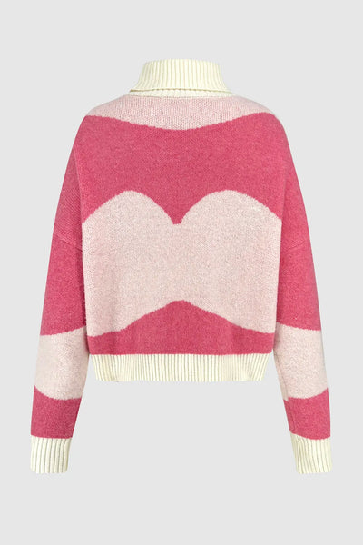 Sweet style color blocked versatile knitted sweater for women - Korvel