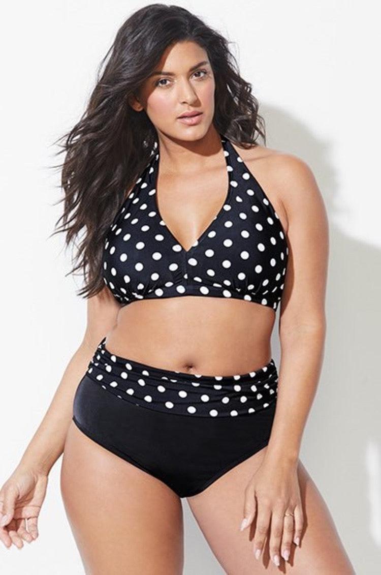 Conjunto de Bikini Impreso de Talle Alto para Mujeres Talla Grande