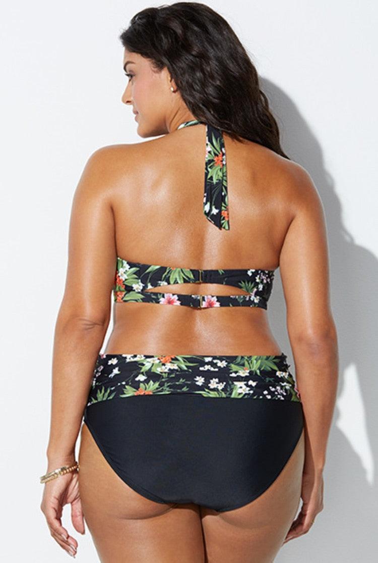 Conjunto de Bikini Impreso de Talle Alto para Mujeres Talla Grande