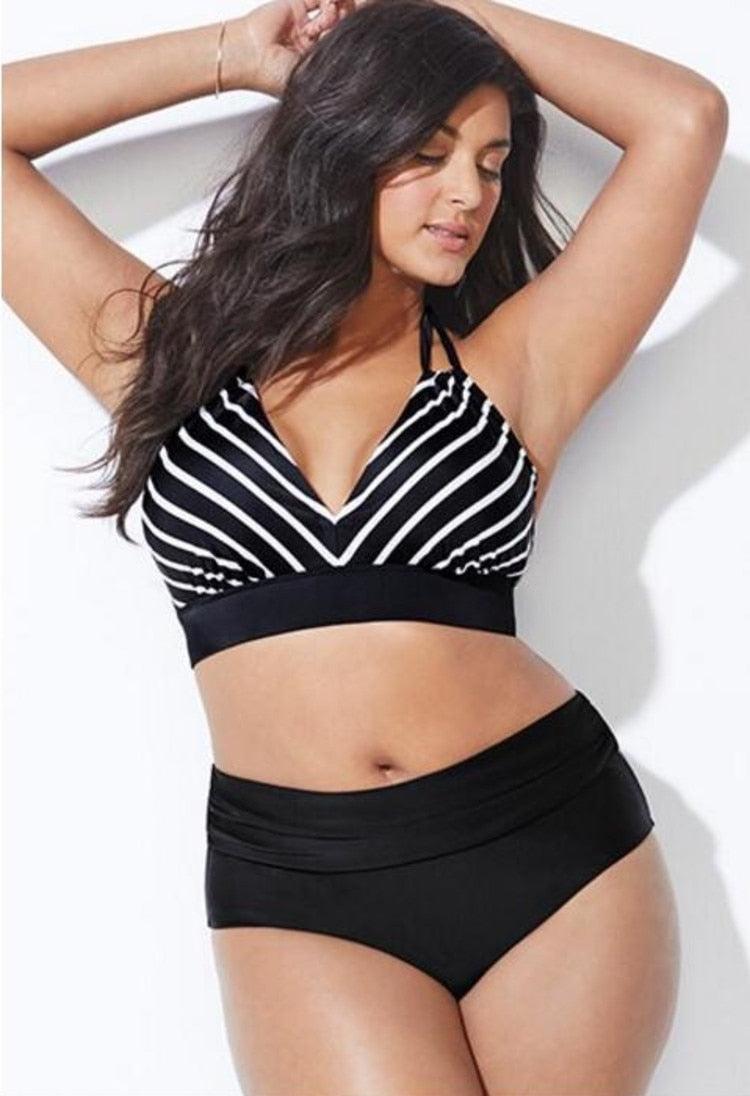 Conjunto de Bikini Impreso de Talle Alto para Mujeres Talla Grande