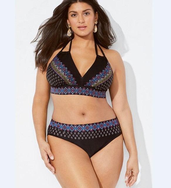 Conjunto de Bikini Impreso de Talle Alto para Mujeres Talla Grande