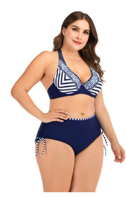 Conjunto de Bikini Impreso de Talle Alto para Mujeres Talla Grande