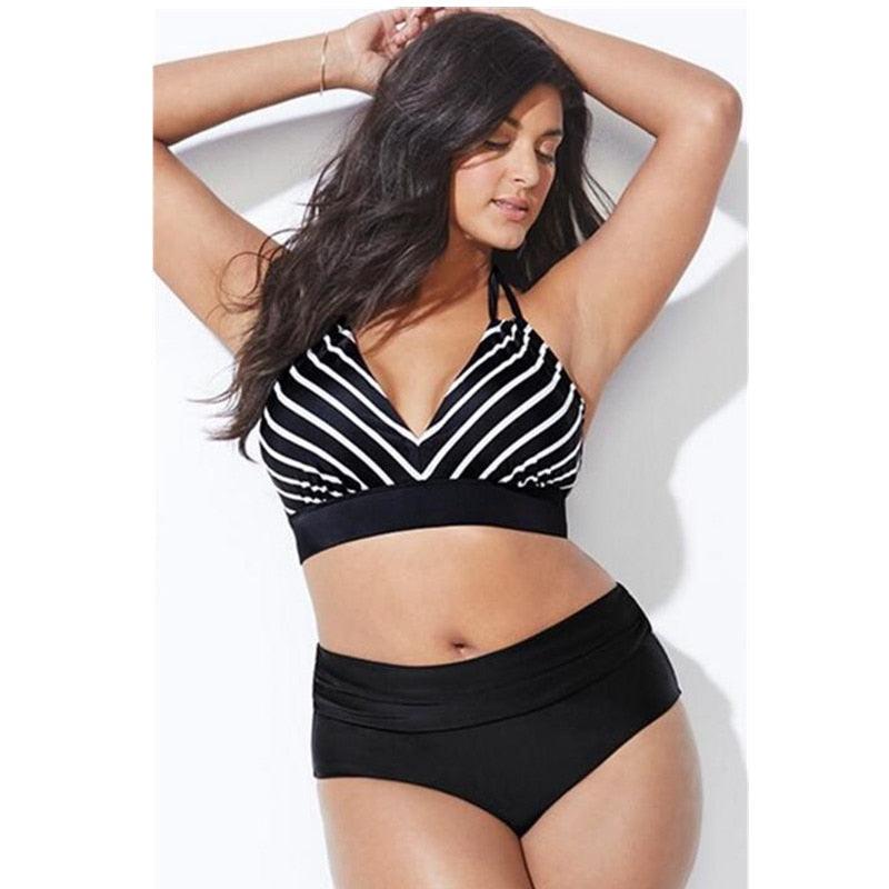 Conjunto de Bikini Impreso de Talle Alto para Mujeres Talla Grande