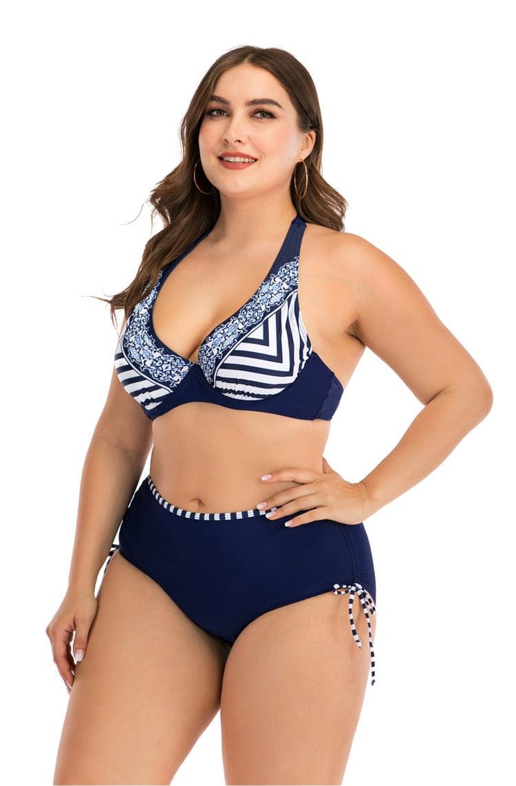 Conjunto de Bikini Impreso de Talle Alto para Mujeres Talla Grande