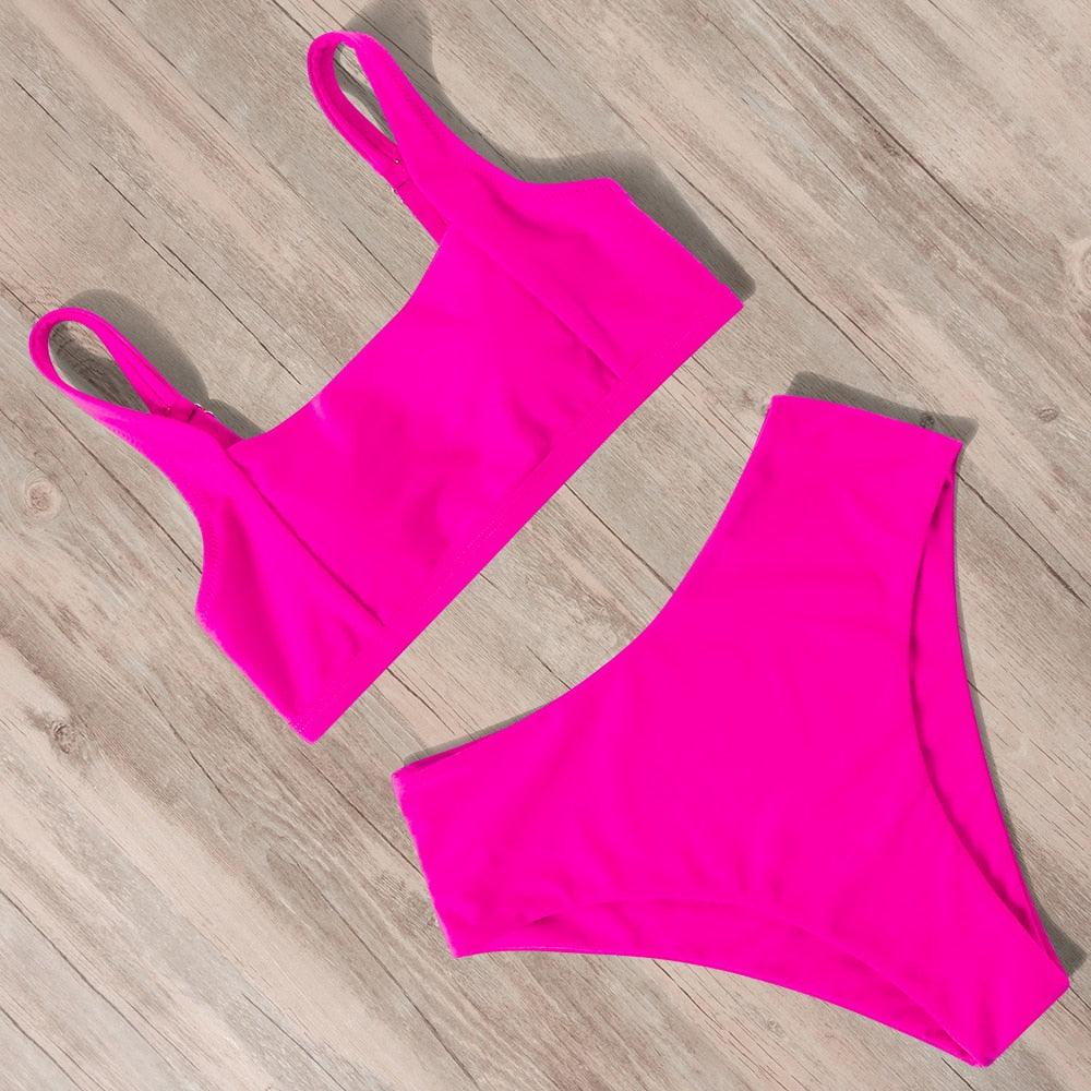 Ribbed High Waist Bikini Set for Women