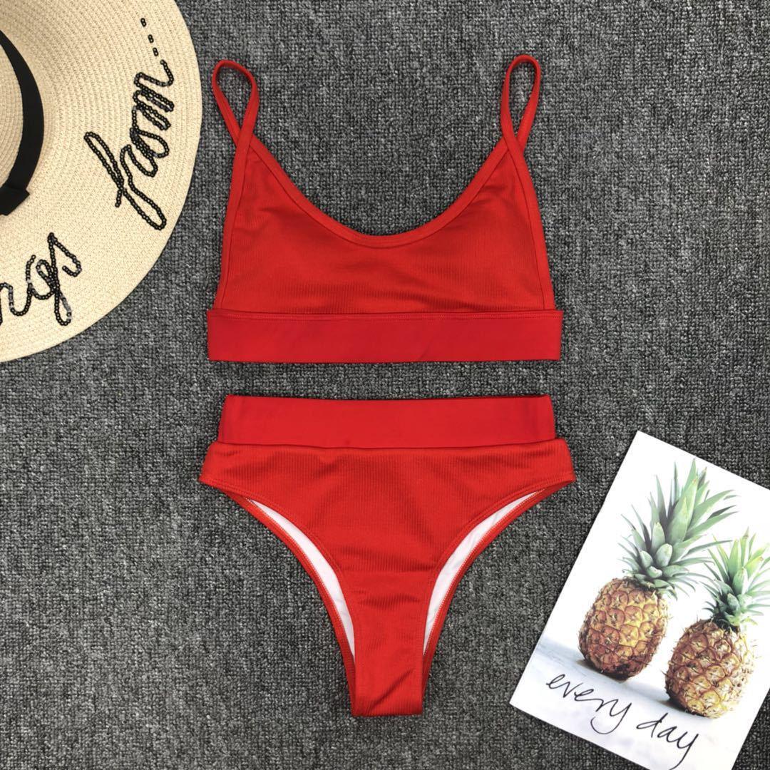 Ribbed High Waist Bikini Set for Women