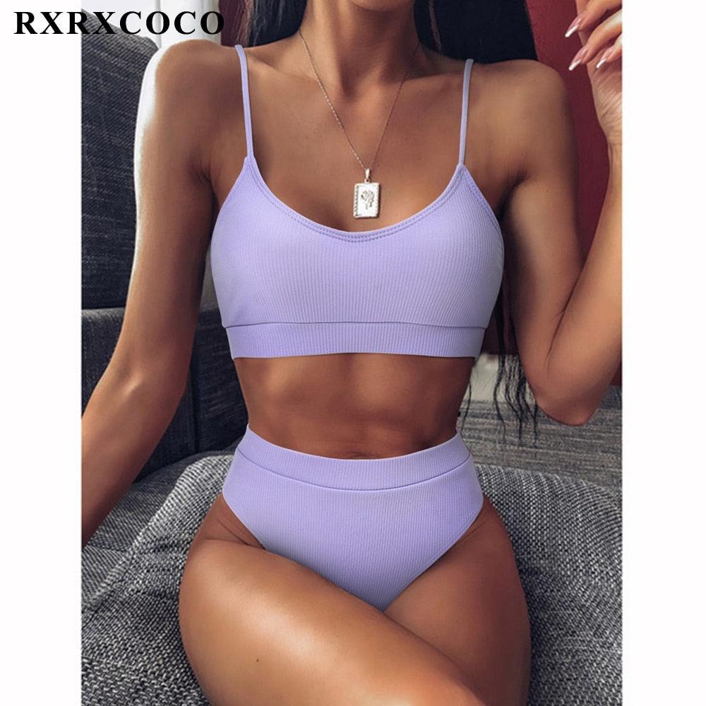 Ribbed High Waist Bikini Set for Women