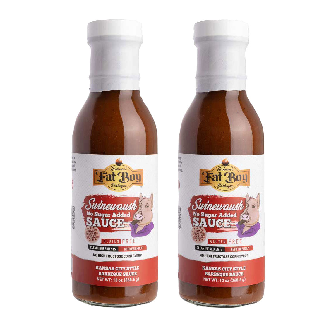 Salsa BBQ Swinewaush Sin Azúcar Añadido Sin Gluten - 13 oz (Paquete de 2)