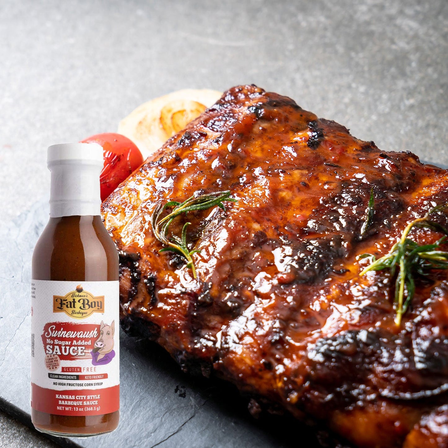 Swinewaush No Sugar Added Gluten Free Natural BBQ Sauce 13 oz - Korvel