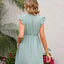 Swiss Dot Ruffled V-Neck Dress - Korvel