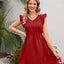 Swiss Dot Ruffled V-Neck Dress - Korvel