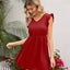 Swiss Dot Ruffled V-Neck Dress - Korvel