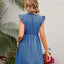 Swiss Dot Ruffled V-Neck Dress - Korvel