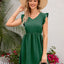 Swiss Dot Ruffled V-Neck Dress - Korvel