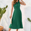Swiss Dot Tie Neck Sleeveless Dress - Korvel