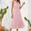 Swiss Dot Tie Neck Sleeveless Dress - Korvel