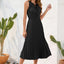 Swiss Dot Tie Neck Sleeveless Dress - Korvel