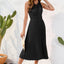 Swiss Dot Tie Neck Sleeveless Dress - Korvel