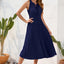 Swiss Dot Tie Neck Sleeveless Dress - Korvel