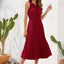 Swiss Dot Tie Neck Sleeveless Dress - Korvel
