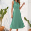 Swiss Dot Tie Neck Sleeveless Dress - Korvel