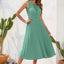 Swiss Dot Tie Neck Sleeveless Dress - Korvel