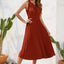 Swiss Dot Tie Neck Sleeveless Dress - Korvel