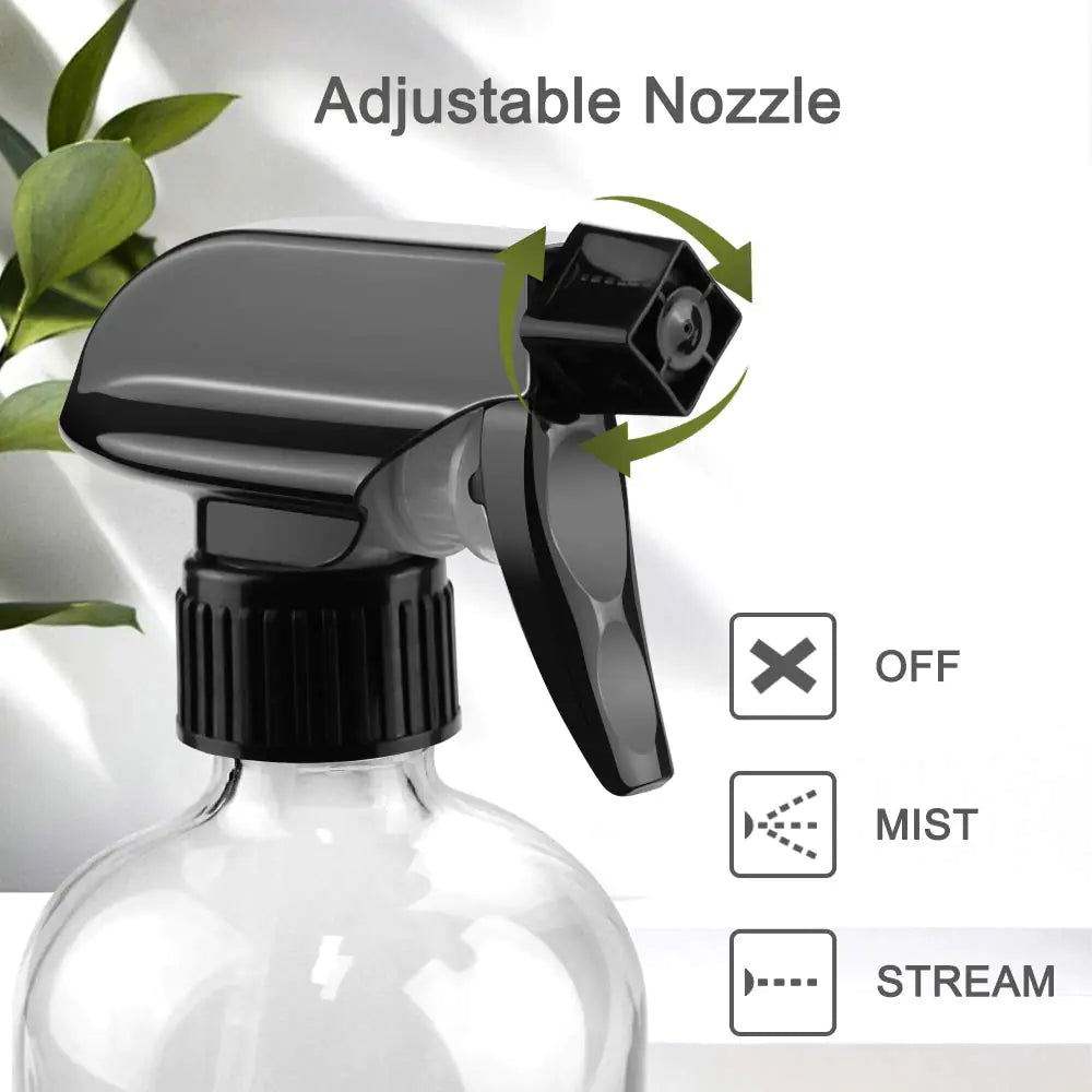 Bouteilles en verre transparent de 16 oz - Pack de 3 avec buse réglable