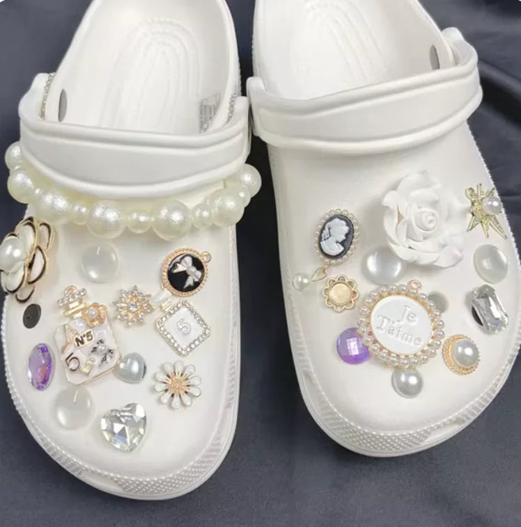 Pearl Chain Shoe Charms for Crocs and Sandals - Elegant Accessories