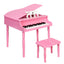Piano à queue en bois pour enfants de 30 touches avec banc et support de musique - Rose