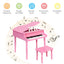 Piano à queue en bois pour enfants de 30 touches avec banc et support de musique - Rose