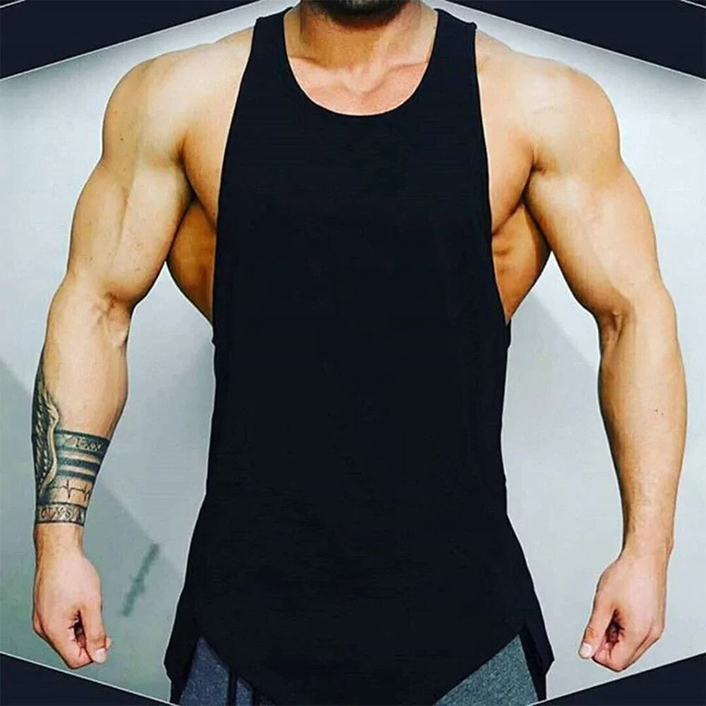 Camiseta sin mangas de gimnasio atlético para hombres - Chaleco sólido