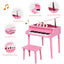 Piano à queue en bois pour enfants de 30 touches avec banc et support de musique - Rose