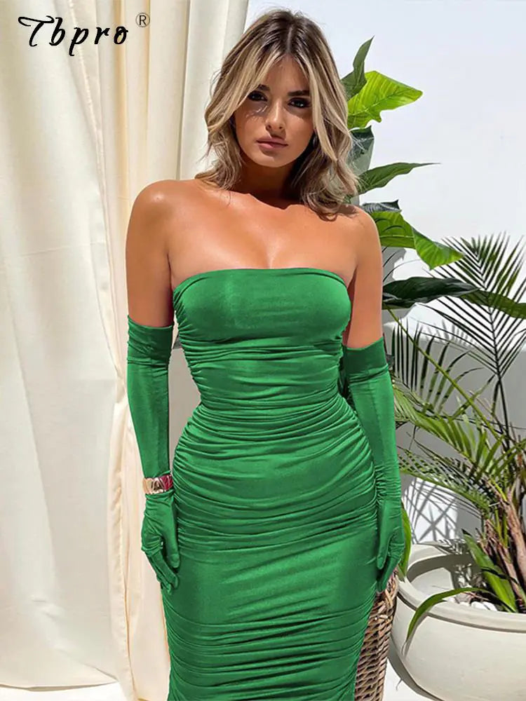 Vestido Elegante Sin Tirantes y Sin Espalda