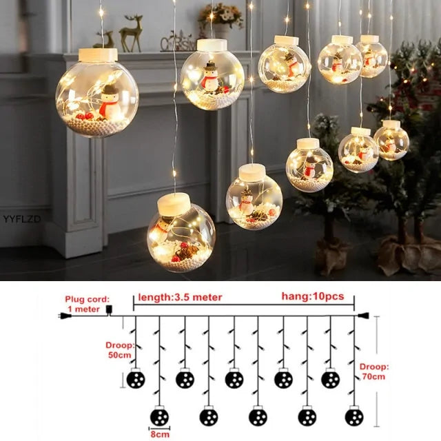 Santa Claus Curtain String Lights