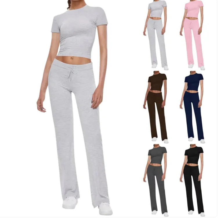 Ensemble T-shirt uni et pantalon décontracté