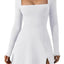 Robe corset à col carré et manches longues pour femmes