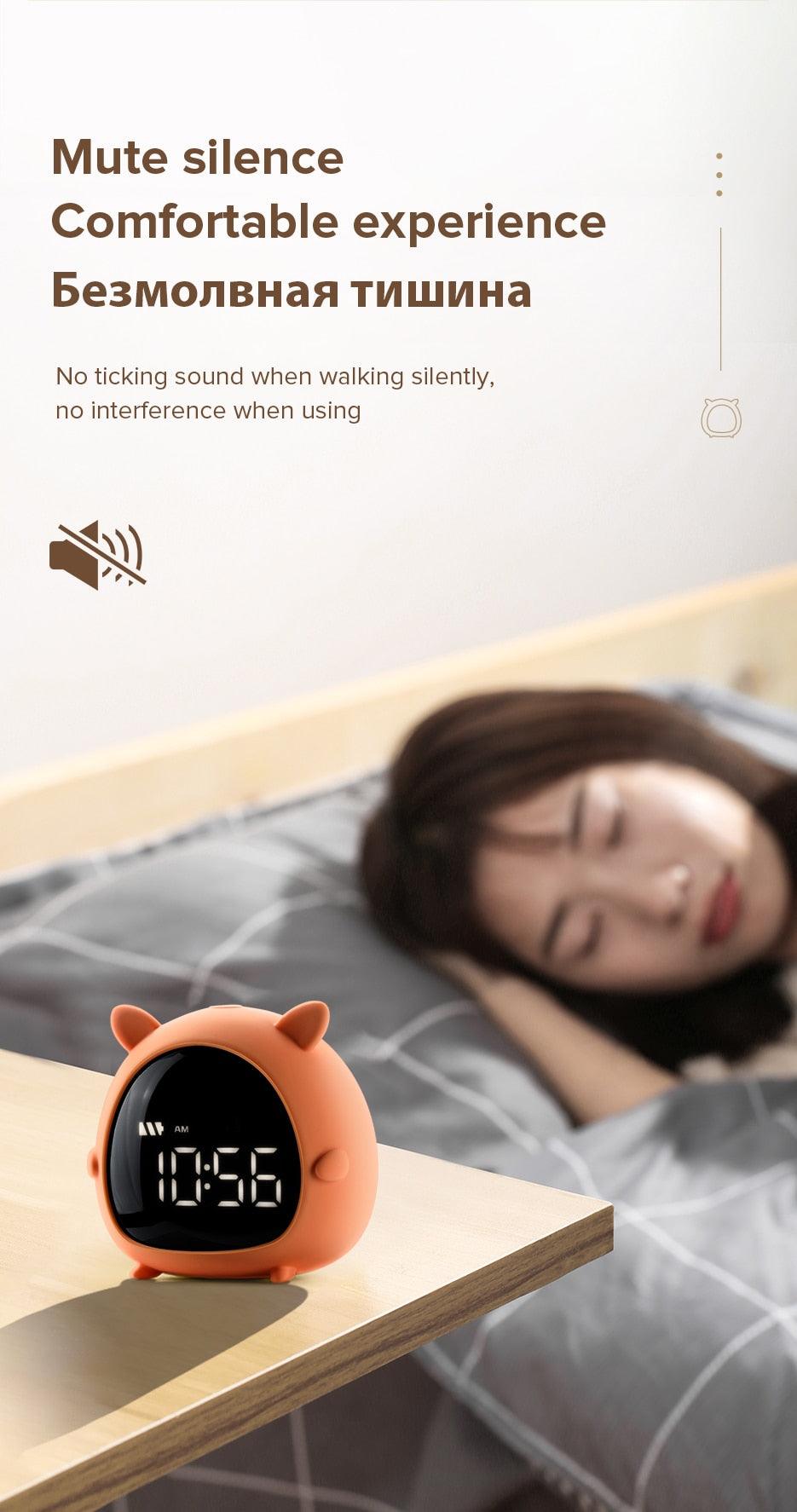 Table Clock Cute Alarm Clock Cute Toddler Alarm Clock Dimming Sleep Training Clock with Night Light Kids Wake Up Clock USB Rechargeable Easy Setting Kids Bedside Kids Night Wake Up Light Multi Function Alarm Clock for For Child Children Home Decoration - Korvel