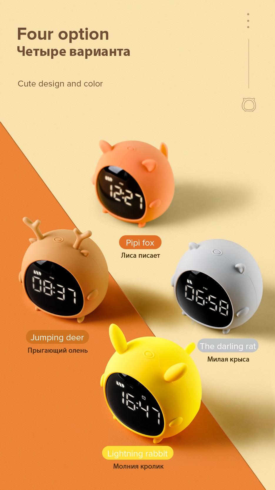 Table Clock Cute Alarm Clock Cute Toddler Alarm Clock Dimming Sleep Training Clock with Night Light Kids Wake Up Clock USB Rechargeable Easy Setting Kids Bedside Kids Night Wake Up Light Multi Function Alarm Clock for For Child Children Home Decoration - Korvel